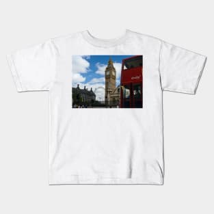 London: London eye, big ben and a red bus Kids T-Shirt